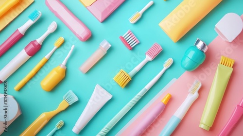 Colorful Toothbrushes and Oral Care Products