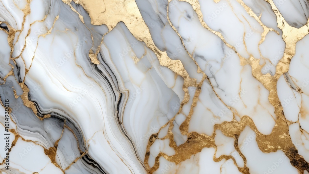 A close-up of a luxurious marble surface with golden veins. A close-up of a luxurious marble surface with golden veins.
