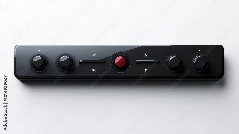 Basic music player bar sticker with essential playback controls, isolated on white background Basic music player bar sticker with essential playback controls, isolated on white background