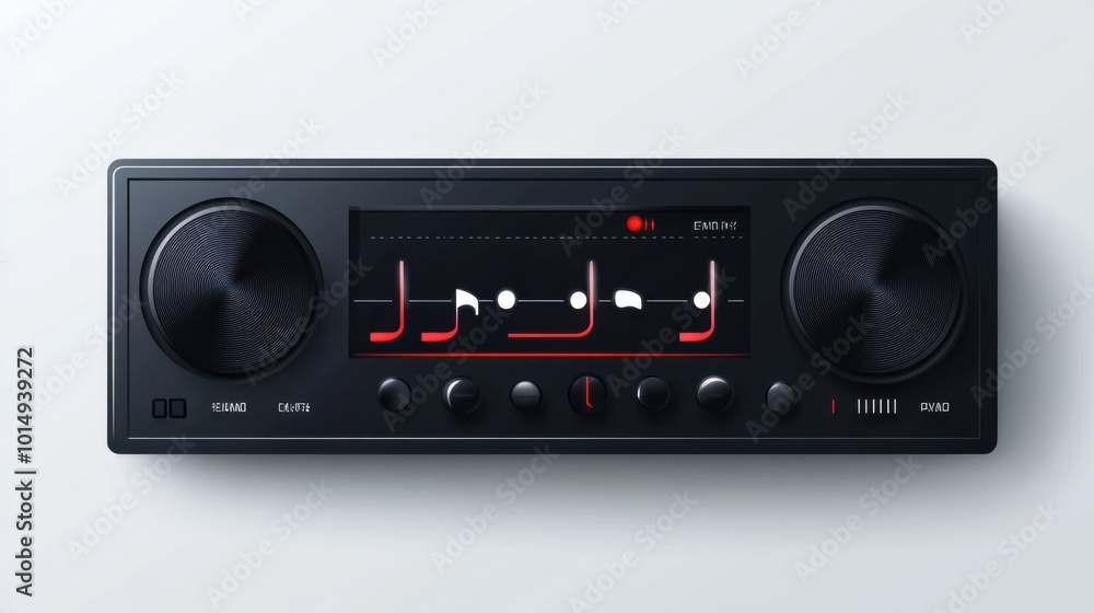 Basic vector music player bar sticker with volume and playback buttons, isolated on white Basic vector music player bar sticker with volume and playback buttons, isolated on white