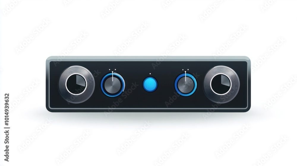 Basic vector music player bar sticker with volume and playback buttons, isolated on white Basic vector music player bar sticker with volume and playback buttons, isolated on white