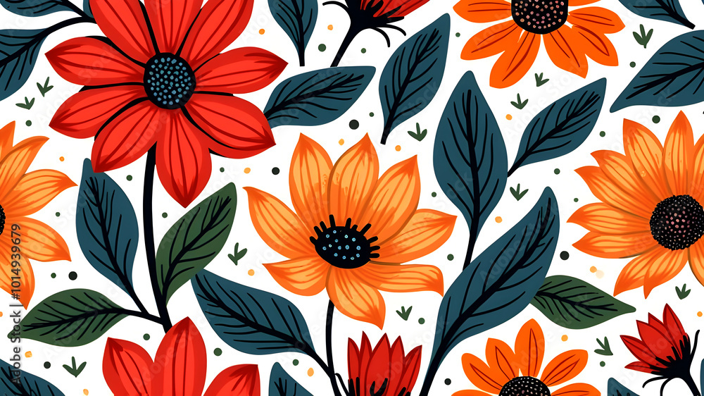 Seamless flower and leaves with abstract pattern clothing design background. Seamless flower and leaves with abstract pattern clothing design background.