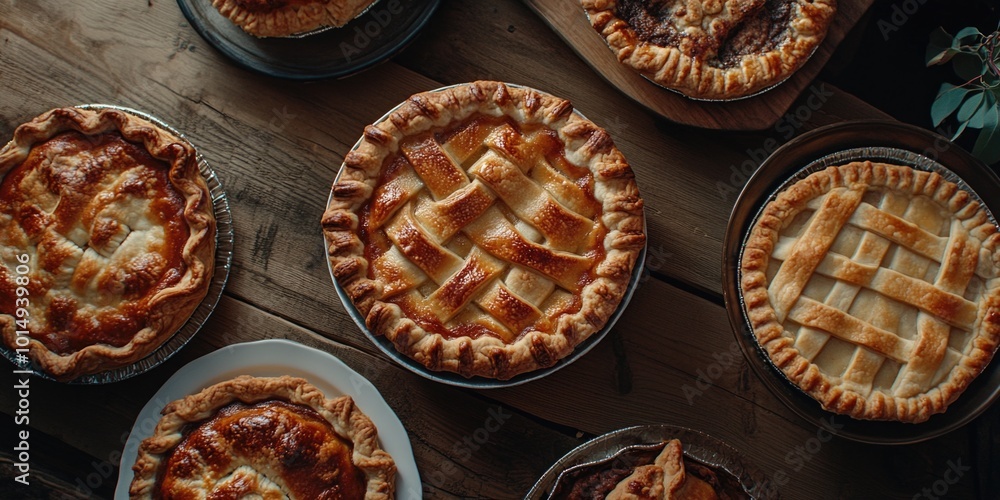 Wooden Table With Pies Wooden Table With Pies