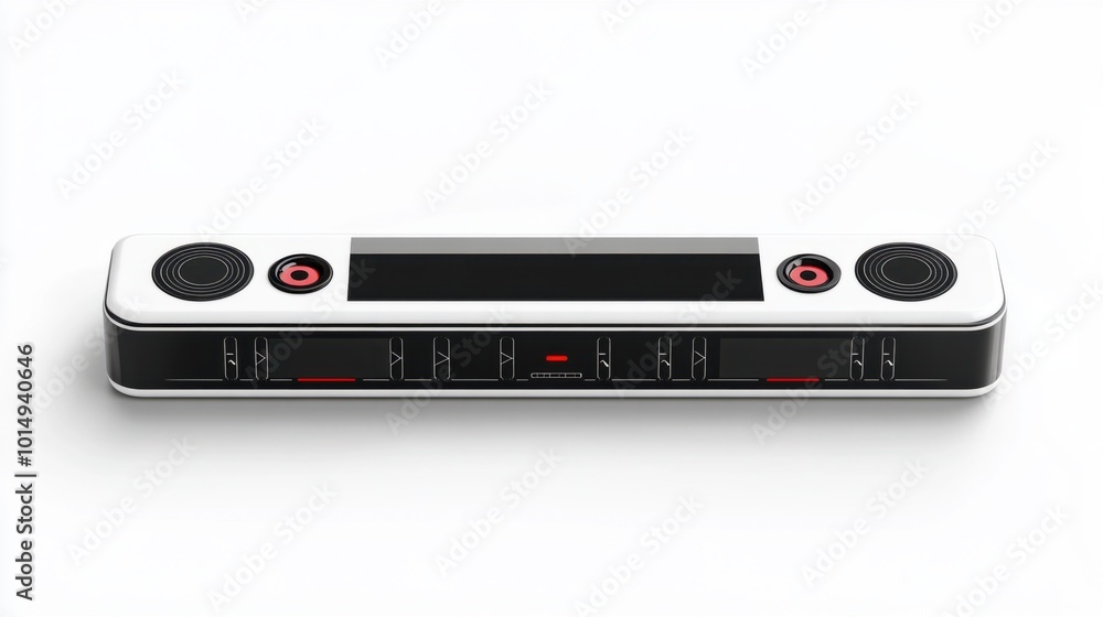 Clean music player bar sticker featuring media control buttons, isolated on white background Clean music player bar sticker featuring media control buttons, isolated on white background