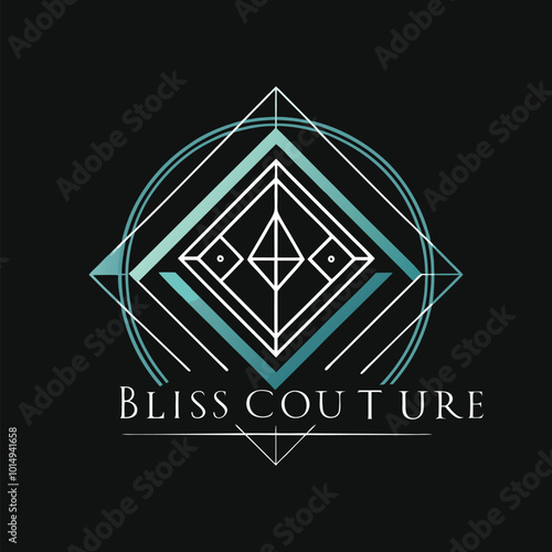 Logo for a fashion brand named 'Bliss Couture' using a geometric design style. Generative AI.