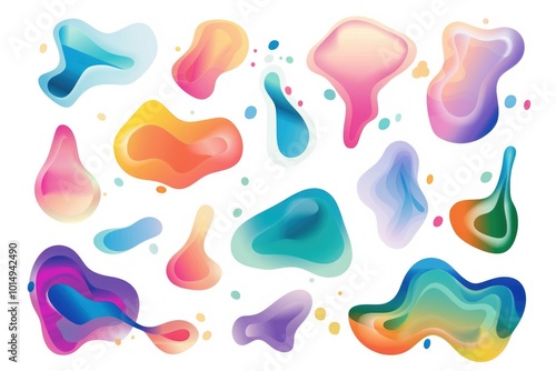 A collection of colorful liquid shapes and forms