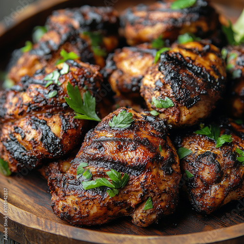  Grilled Chicken Thighs with Parsley Garnish