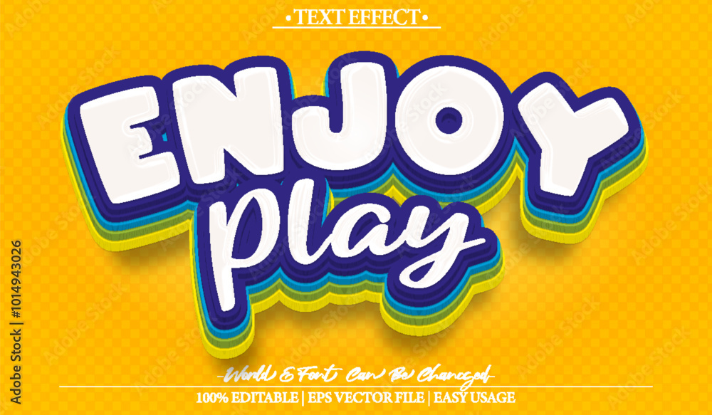 Fototapeta premium Enjoy Play Vector Text Effect Editable Alphabet Cartoon Colorfull Funny Kids
