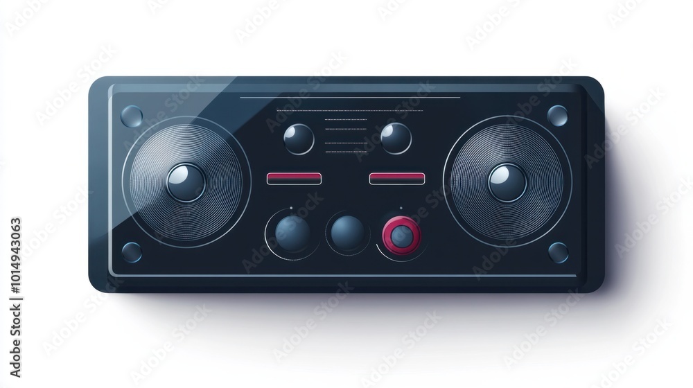 Digital music player bar sticker featuring media control buttons, isolated on a white background Digital music player bar sticker featuring media control buttons, isolated on a white background
