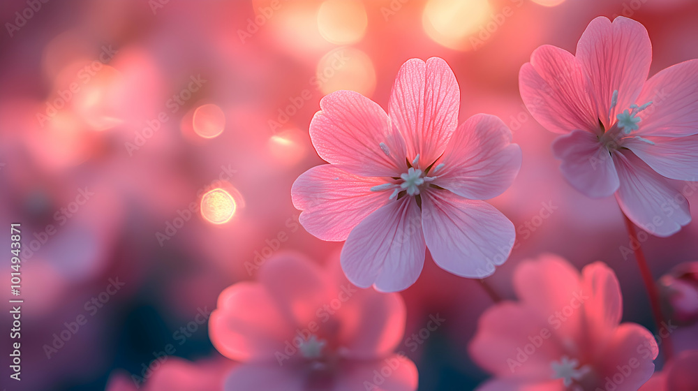 A macro shot of pink four o'clock flowers a blurred soft color background A macro shot of pink four o'clock flowers a blurred soft color background