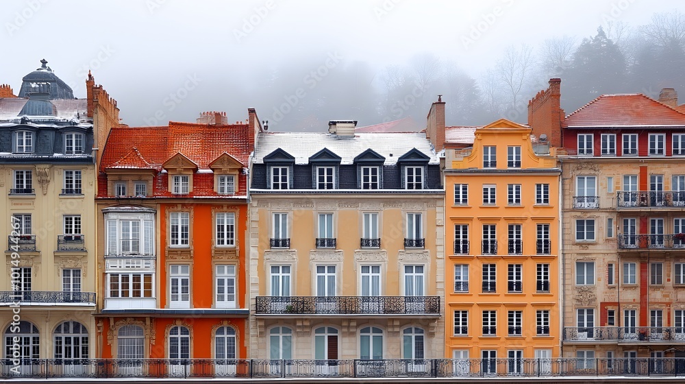 Fototapeta premium Smoke and pollution rising from chimneys in an urban setting