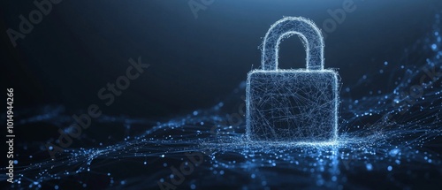 Padlock Symbol with Glowing Digital Dots
