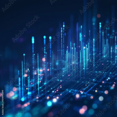 holographic of business chart in digital lines and dots concept