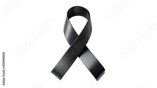 Black Ribbon Symbol of Mourning and Loss on a transparent background 