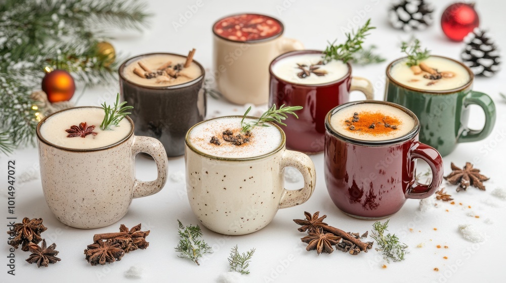 Festive Assortment of Winter Holiday Hot Beverages Festive Assortment of Winter Holiday Hot Beverages