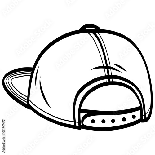 Hat Backward Outline Drawing Vector Illustration