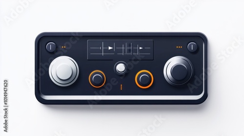 Minimalistic audio player sticker with media control buttons, isolated on a white background