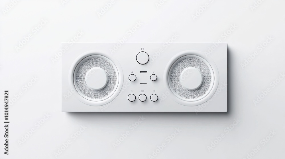 Minimalistic audio player sticker with media control buttons, isolated on a white background Minimalistic audio player sticker with media control buttons, isolated on a white background