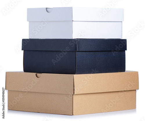 Cardboard boxes on white background isolation photo