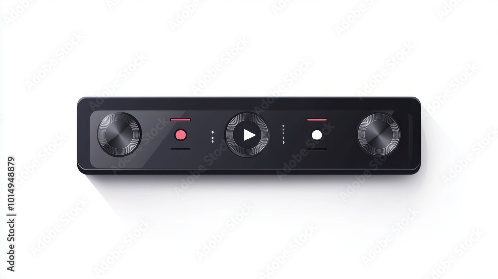 Fototapeta premium Minimalistic music player bar sticker featuring playback controls, isolated on white background