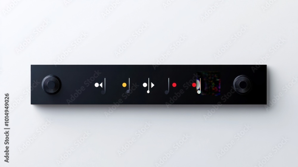 Minimalistic music player bar sticker with play, pause, and next buttons, isolated on white background Minimalistic music player bar sticker with play, pause, and next buttons, isolated on white background