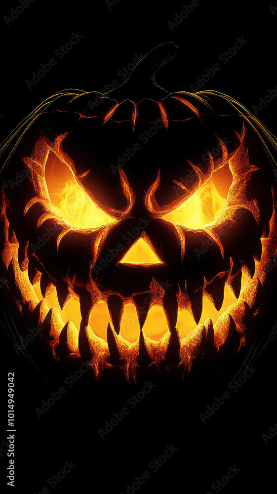 Halloween Pumpkin with Sharp Teeth Halloween Pumpkin with Sharp Teeth