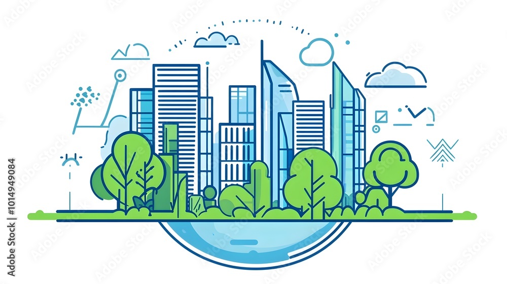 Obraz premium Sustainable Corporate Global Growth Representing Environmental Protection