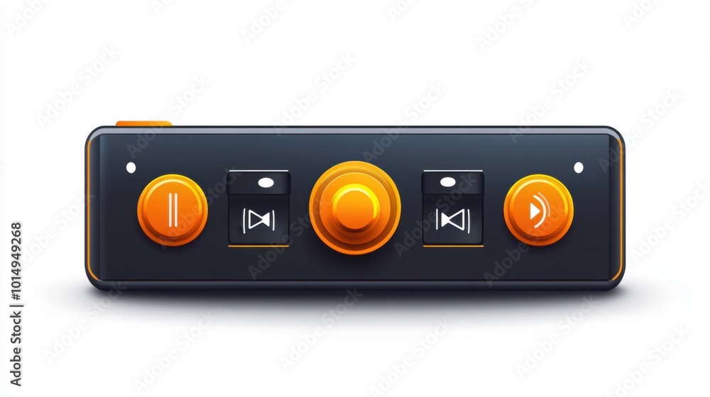 Modern audio player bar sticker with icons for play, pause, and stop, isolated on white background Modern audio player bar sticker with icons for play, pause, and stop, isolated on white background