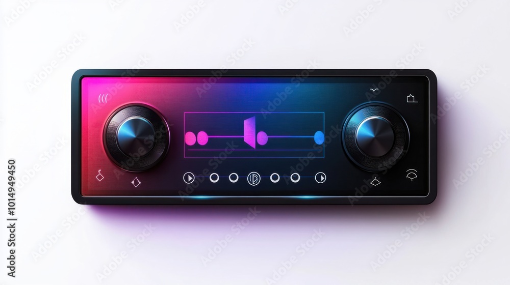 Modern design music player bar sticker with pause, play, and volume buttons, isolated on white background Modern design music player bar sticker with pause, play, and volume buttons, isolated on white background