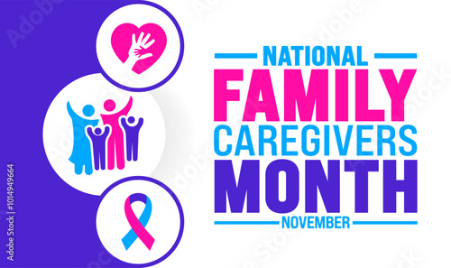 National Family Caregivers Month background or banner design template is observed every year in November. Holiday concept. Template for card, poster, placard, template. 