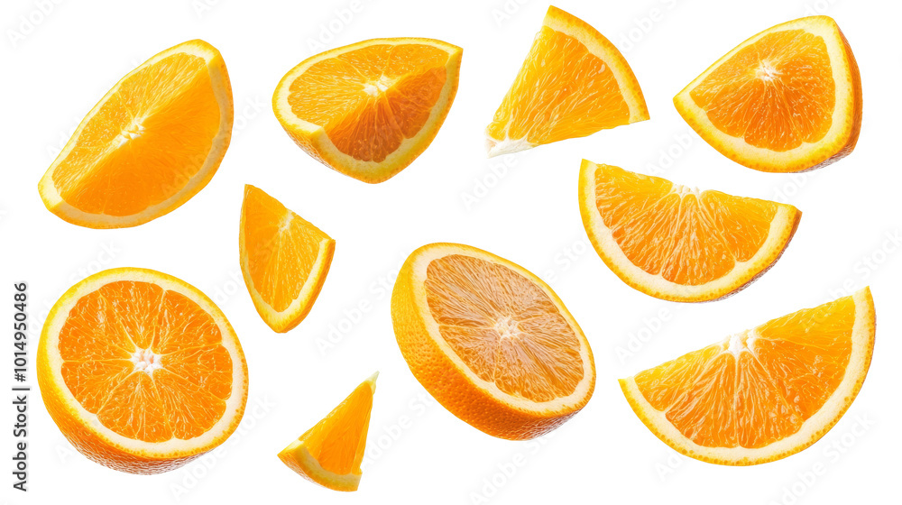 A close up of several orange slices A close up of several orange slices