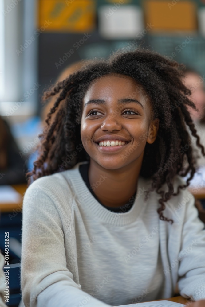 A student sits at a desk in a traditional classroom setting, surrounded by educational materials and focused on her studies A student sits at a desk in a traditional classroom setting, surrounded by educational materials and focused on her studies
