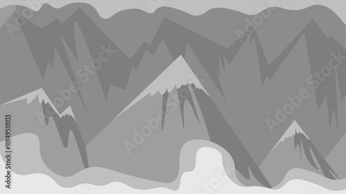 stylized background in the form of mountains in gray tones