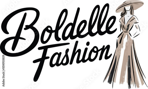 Creative style hand-drawn logo for a fashion brand named 'Boldelle Fashion’. Generative AI.