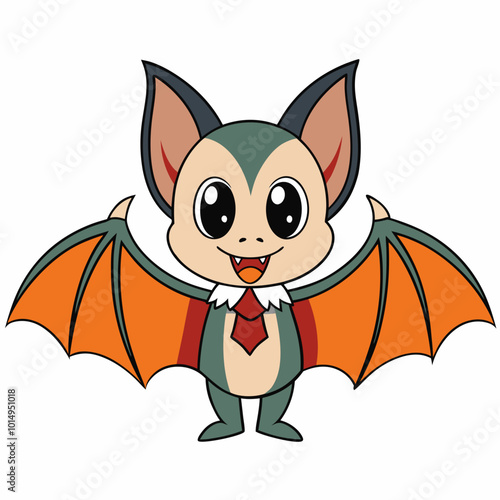 Cute bat for Halloween, colorful vector illustration