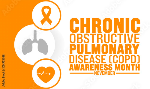 COPD Awareness Month or Chronic Obstructive Pulmonary Disease background or banner design template is observed every year in November. Holiday concept. Template for card, poster, placard, template. 