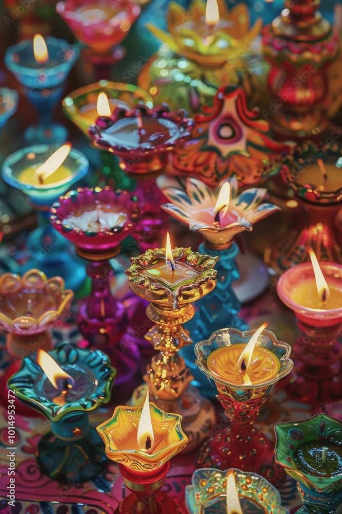 Fototapeta premium A collection of candles placed on a table, suitable for use as decorative lighting or photography props