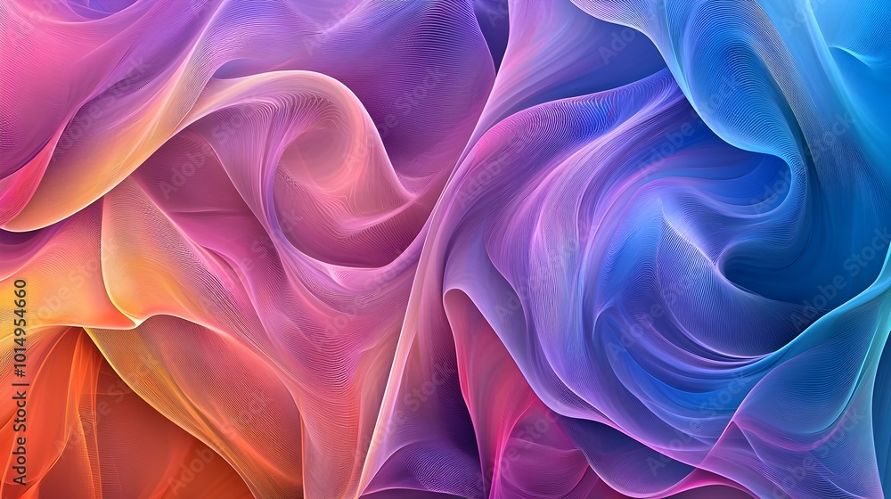 Obraz premium Harmonious Intertwining of Flowing Abstract Lines in Vibrant Colors