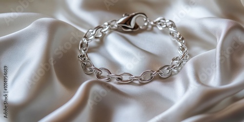 Silver bracelet on white cloth