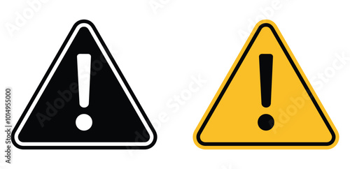 Hazard warning symbol isolated on white. Danger sign, warning sign, attention sign. Danger warning attention icon with exclamation mark. Risk sign black and yellow.