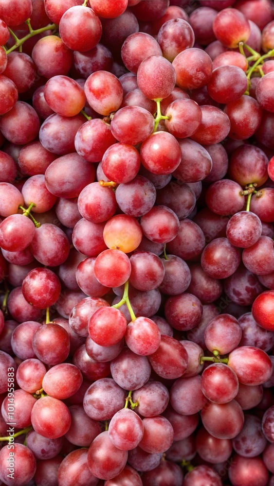 Clusters of vibrant red grapes fill the display at a local market, showcasing their juicy appeal. This sight captures the essence of late summer harvest. AI Clusters of vibrant red grapes fill the display at a local market, showcasing their juicy appeal. This sight captures the essence of late summer harvest. AI