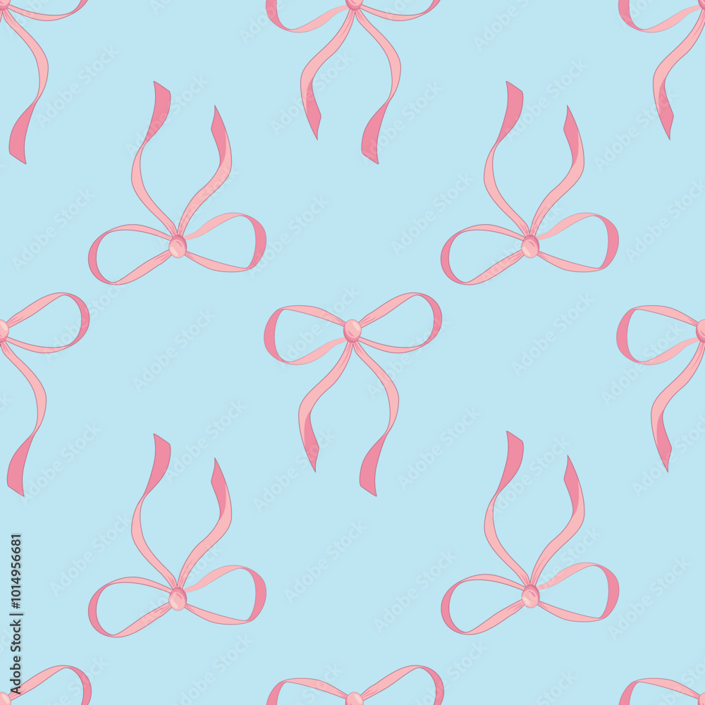 Happy Saint Valentines day seamless pattern vector illustration with gifts, hearts, pink bows and ribbons and colorful confetti. Wrapping paper design to gift boxes or fabric design. Happy Saint Valentines day seamless pattern vector illustration with gifts, hearts, pink bows and ribbons and colorful confetti. Wrapping paper design to gift boxes or fabric design.