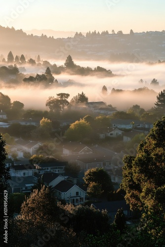 Foggy City View from Hill