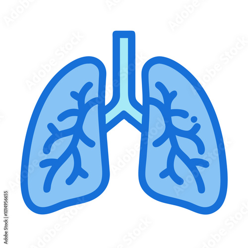 Lungs icon in blue vector, respiratory health and medicine representation.
