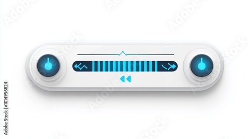 Music player bar sticker with volume slider and progress bar, isolated on a clean white background photo