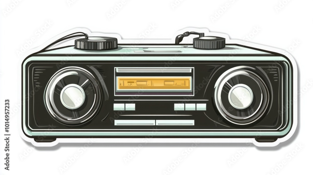 Music player sticker with essential playback controls, isolated on white background Music player sticker with essential playback controls, isolated on white background