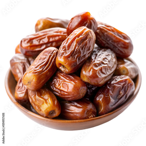 Dates in a bowl on a transparent background