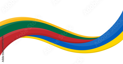 Wavy ribbon banner of Ukraine National flag with Lithuania National Flag. Unity and cooperation symbol. Logo for charity social events, NGO, sports team, peace summit. Vector illustration.