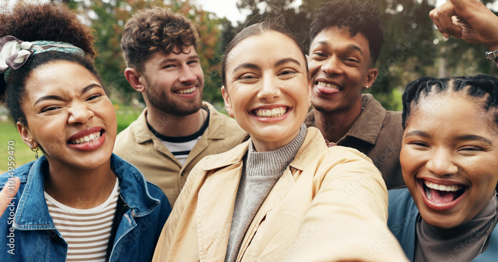 Selfie, students and smile in portrait at university for campus memory, social media post and profile picture update. Study group, diversity or friends in photograph at college with laughing or happy Selfie, students and smile in portrait at university for campus memory, social media post and profile picture update. Study group, diversity or friends in photograph at college with laughing or happy