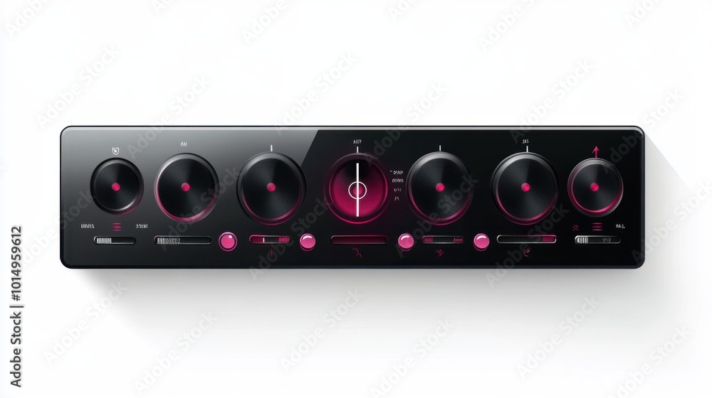 Vector music player bar sticker with volume control and media buttons, isolated on white background Vector music player bar sticker with volume control and media buttons, isolated on white background